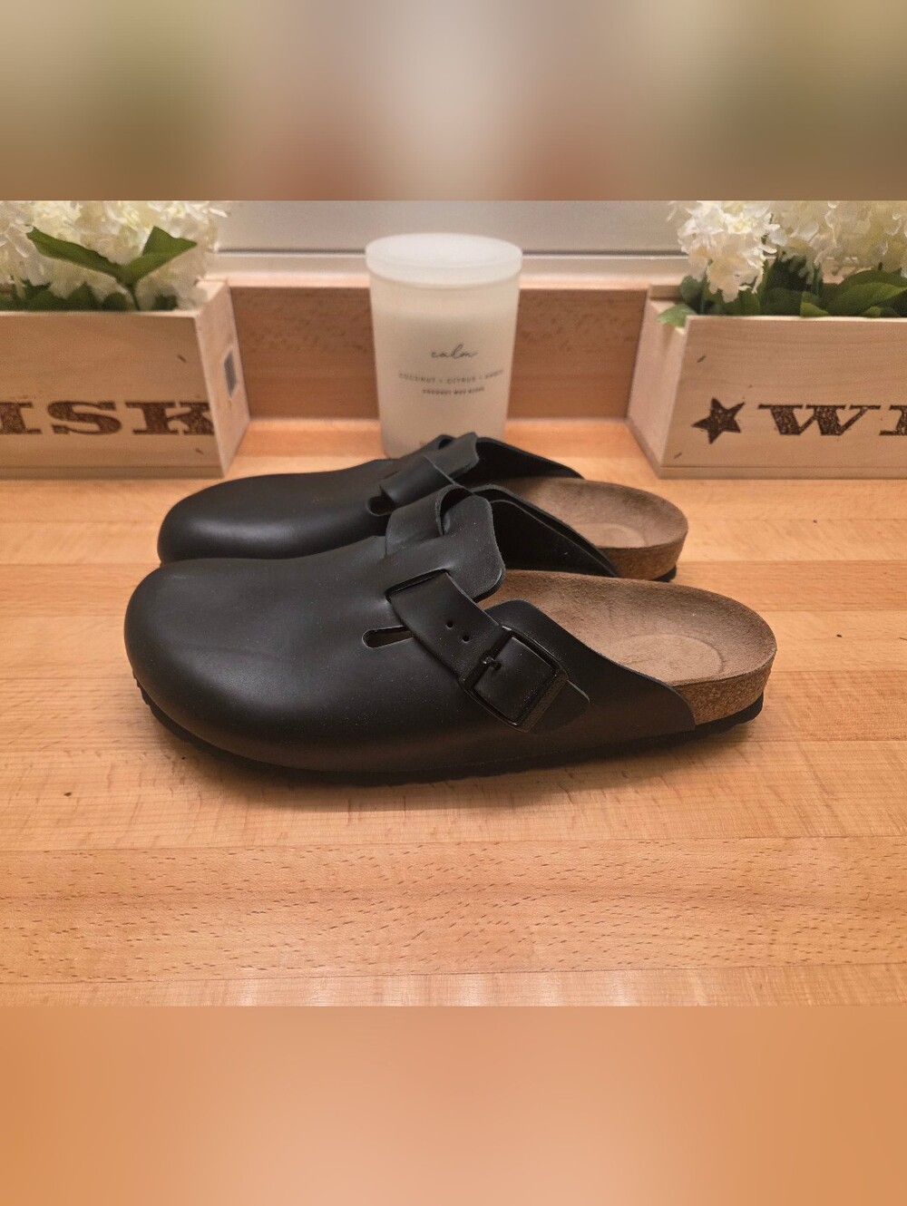 Birkenstock Boston Clogs Black Smooth Leather Womens Size 41 - Picture 3 of 11